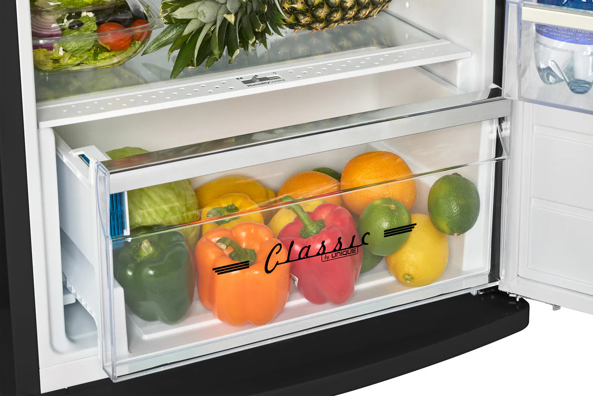 Unique 310L Matte Black Top Mount Refrigerator UNQ-310L MB TM