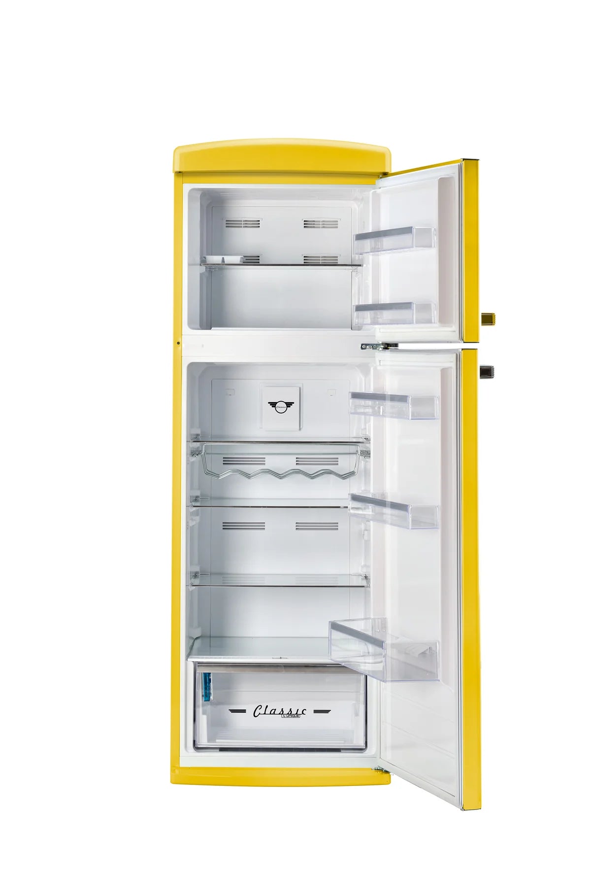 Unique 310L Canary Yellow Top Mount Refrigerator UNQ-310L TM