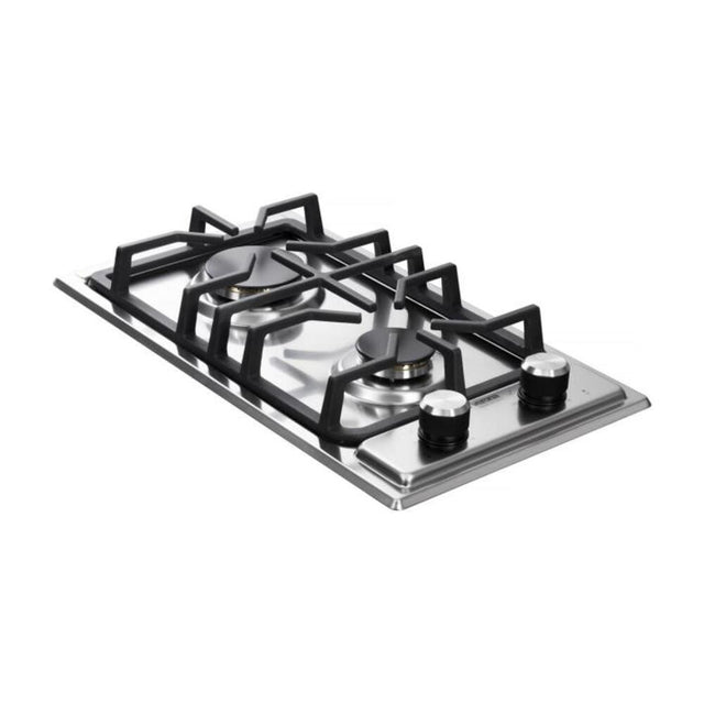 Verona VDGCT212FSS 12 inch Italian-Made Gas Cooktop with 2 Brass Burners and Continuous Cast Iron Grates in Stainless Steel