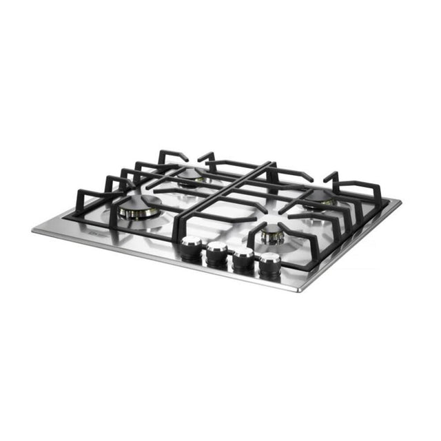 Verona VDGCT424FSS 24 inch Italian-Made Gas Cooktop with 4 Brass Burners and Continuous Cast Iron Grates in Stainless Steel