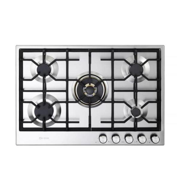 Verona VDGCT530FSS 30 inch Italian-Made Gas Cooktop with 5 Brass Burners and Continuous Cast Iron Grates in Stainless Steel