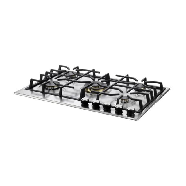 Verona VDGCT530FSS 30 inch Italian-Made Gas Cooktop with 5 Brass Burners and Continuous Cast Iron Grates in Stainless Steel