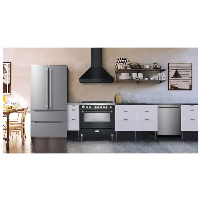 Verona VECHW36GE 36 inch Designer Chimney Wall Hood with 600 CFM, Stainless Steel Baffle Filters and LED Lighting (Matte Black)