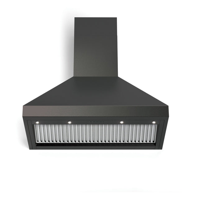 Verona VECHW36GE 36 inch Designer Chimney Wall Hood with 600 CFM, Stainless Steel Baffle Filters and LED Lighting (Matte Black)