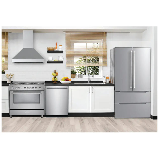 Verona VECHW36GSS 36 inch Designer Chimney Wall Hood with 600 CFM, Stainless Steel Baffle Filters and LED Lighting (Stainless Steel)