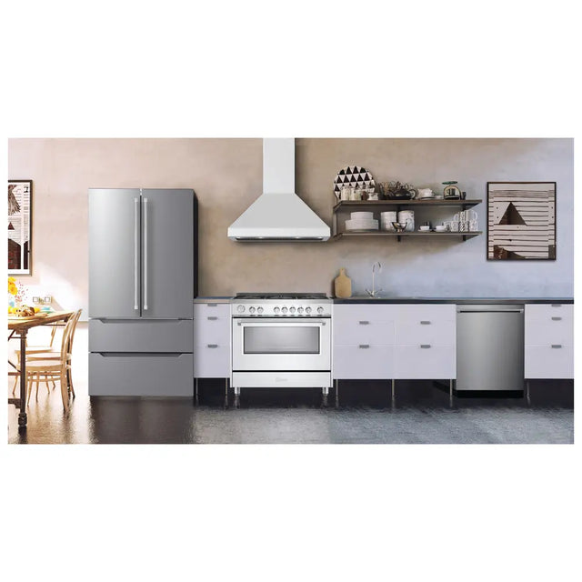 Verona VECHW36GW 36 inch Designer Chimney Wall Hood with 600 CFM, Stainless Steel Baffle Filters and LED Lighting (White)