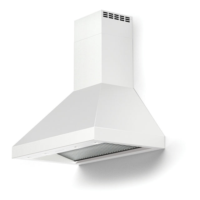 Verona VECHW36GW 36 inch Designer Chimney Wall Hood with 600 CFM, Stainless Steel Baffle Filters and LED Lighting (White)
