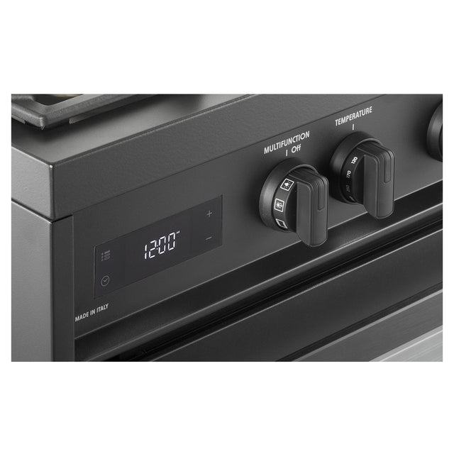 Verona VMFSGE365EE 36 inch Ultima Midnight Collection Freestanding Dual Fuel Range with 5 Sealed SABAF Brass Burners, 5 cu. ft. Oven Capacity in Matte Black