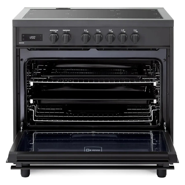 Verona VMFSIE365EE 36 inch Ultima Midnight Collection Freestanding Induction Range with 5 Elements, 5 cu. ft. Oven Capacity, Touch Control Clock in Matte Black