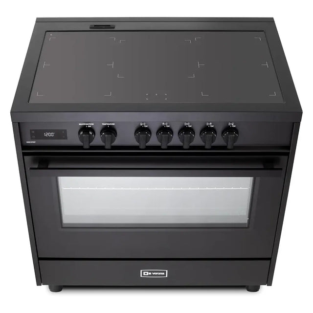 Verona VMFSIE365EE 36 inch Ultima Midnight Collection Freestanding Induction Range with 5 Elements, 5 cu. ft. Oven Capacity, Touch Control Clock in Matte Black