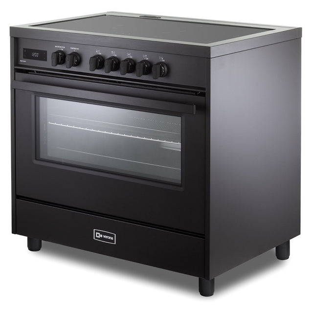 Verona VMFSIE365EE 36 inch Ultima Midnight Collection Freestanding Induction Range with 5 Elements, 5 cu. ft. Oven Capacity, Touch Control Clock in Matte Black