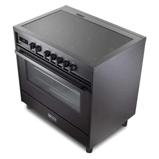 Verona VMFSIE365EE 36 inch Ultima Midnight Collection Freestanding Induction Range with 5 Elements, 5 cu. ft. Oven Capacity, Touch Control Clock in Matte Black
