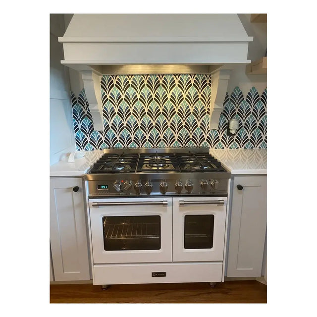 Verona VPFSGE365DW 36 inch Prestige Series Freestanding Dual Fuel Double Oven Range with 5 Sealed Burners, 3.9 cu. ft. Oven Capacity, European Convection (White)