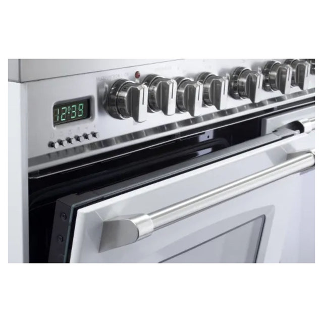 Verona VPFSGE365DW 36 inch Prestige Series Freestanding Dual Fuel Double Oven Range with 5 Sealed Burners, 3.9 cu. ft. Oven Capacity, European Convection (White)