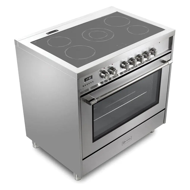 Verona VPRFSEE365SS 36 inch Prima Series Freestanding Electric Range with 5 Elements, 5 cu. ft. Oven Capacity, Digital Clock, Timer in Stainless Steel