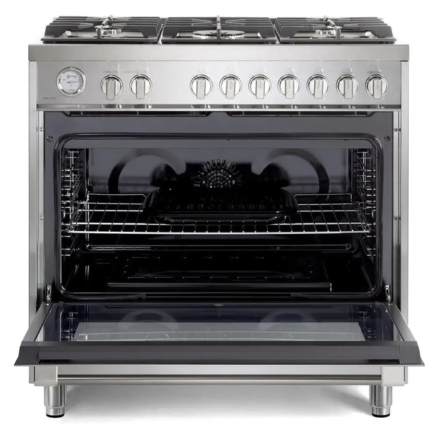 Verona VPRFSGG365SS 36 inch Prima Series Freestanding Gas Range with 5 Sealed Burners, 5 cu. ft. Oven Capacity, Temperature Gauge in Stainless Steel