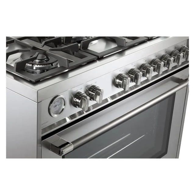 Verona VPRFSGG365SS 36 inch Prima Series Freestanding Gas Range with 5 Sealed Burners, 5 cu. ft. Oven Capacity, Temperature Gauge in Stainless Steel