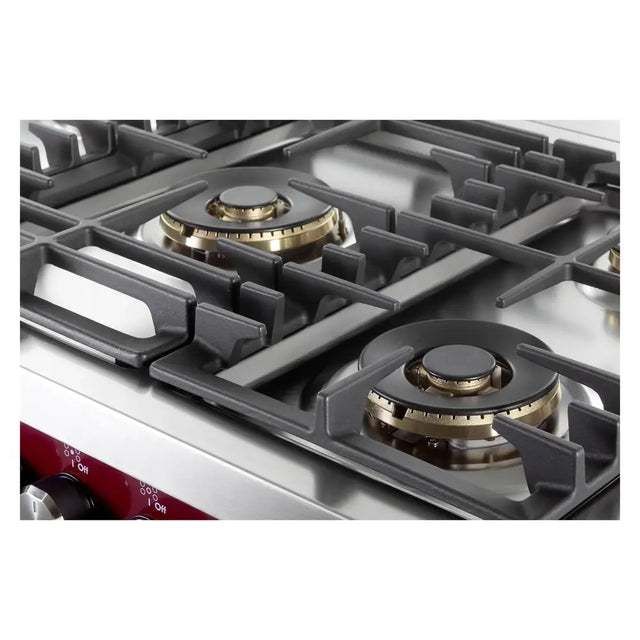 Verona VUFSGE365BU 36 inch Ultima Collection Freestanding Dual Fuel Range with 5 Sealed SABAF Brass Burners, 5 cu. ft. Oven Capacity (Burgundy)