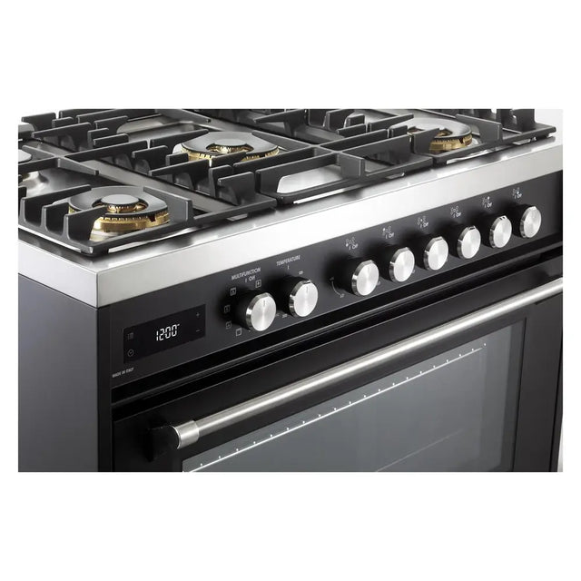 Verona VUFSGE365E 36 inch Ultima Collection Freestanding Dual Fuel Range with 5 Sealed SABAF Brass Burners, 5 cu. ft. Oven Capacity (Matte Black)