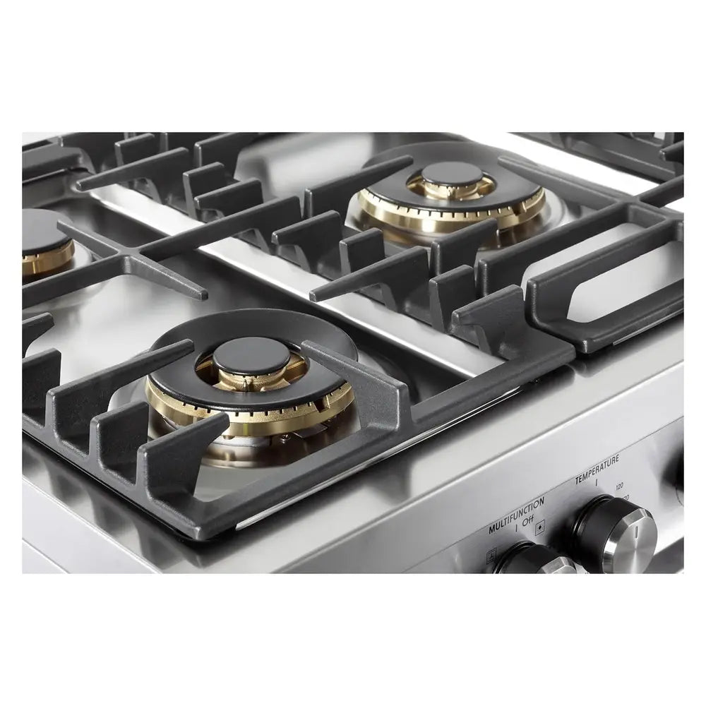 Verona VUFSGE365SS 36 inch Ultima Collection Freestanding Dual Fuel Range with 5 Sealed SABAF Brass Burners, 5 cu. ft. Oven Capacity (Stainless Steel)