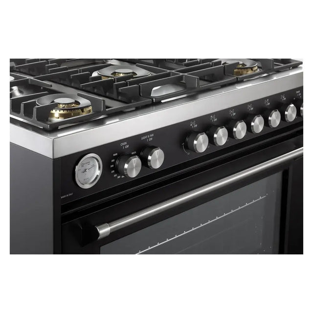 Verona VUFSGG365E 36 inch Ultima Collection Freestanding Gas Range with 5 Sealed SABAF Brass Burners, 5 cu. ft. Oven Capacity, Temperature Gauge (Matte Black)