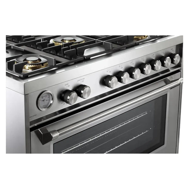 Verona VUFSGG365SS 36 inch Ultima Collection Freestanding Gas Range with 5 Sealed SABAF Brass Burners, 5 cu. ft. Oven Capacity, Temperature Gauge (Stainless Steel)