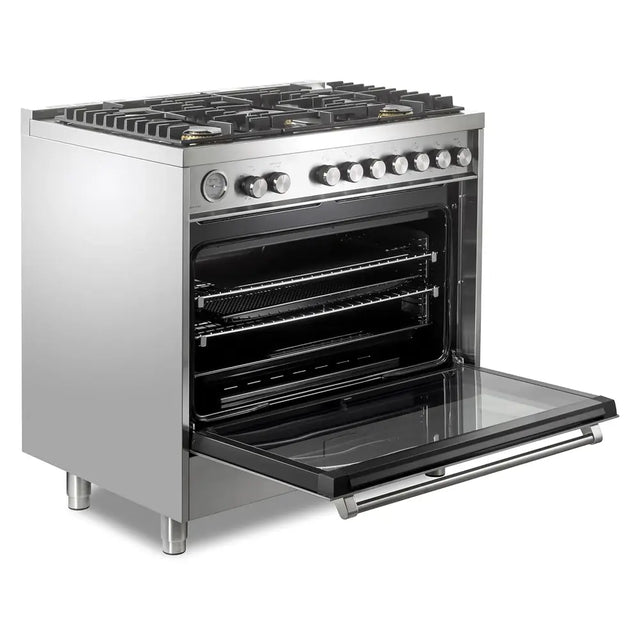 Verona VUFSGG365SS 36 inch Ultima Collection Freestanding Gas Range with 5 Sealed SABAF Brass Burners, 5 cu. ft. Oven Capacity, Temperature Gauge (Stainless Steel)