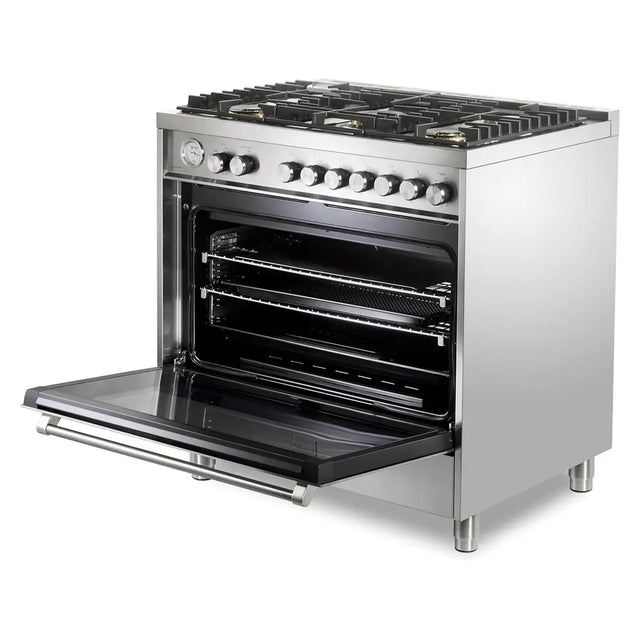 Verona VUFSGG365SS 36 inch Ultima Collection Freestanding Gas Range with 5 Sealed SABAF Brass Burners, 5 cu. ft. Oven Capacity, Temperature Gauge (Stainless Steel)