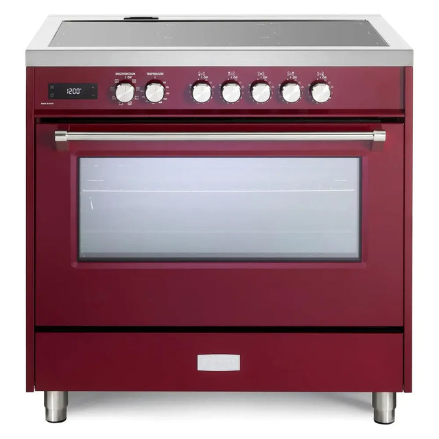 Verona VUFSIE365BU 36 inch Ultima Collection Freestanding Induction Range with 5 Elements, 5 cu. ft. Oven Capacity (Burgundy)