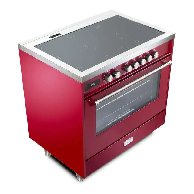 Verona VUFSIE365BU 36 inch Ultima Collection Freestanding Induction Range with 5 Elements, 5 cu. ft. Oven Capacity (Burgundy)