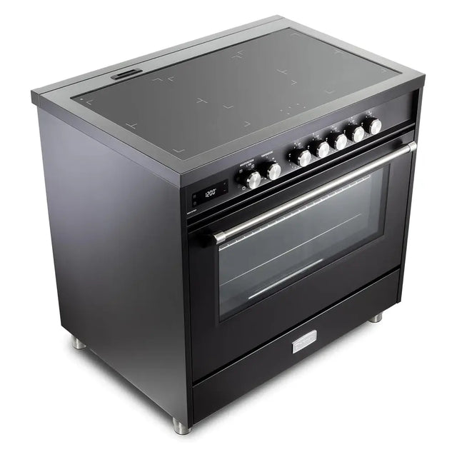 Verona VUFSIE365E 36 inch Ultima Collection Freestanding Induction Range with 5 Elements, 5 cu. ft. Oven Capacity (Matte Black)