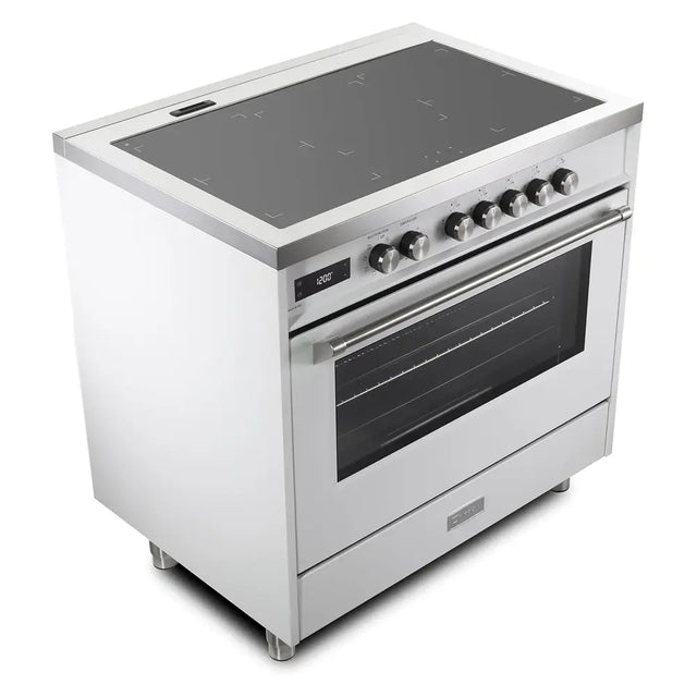 Verona VUFSIE365W 36 inch Ultima Collection Freestanding Induction Range with 5 Elements, 5 cu. ft. Oven Capacity (White)