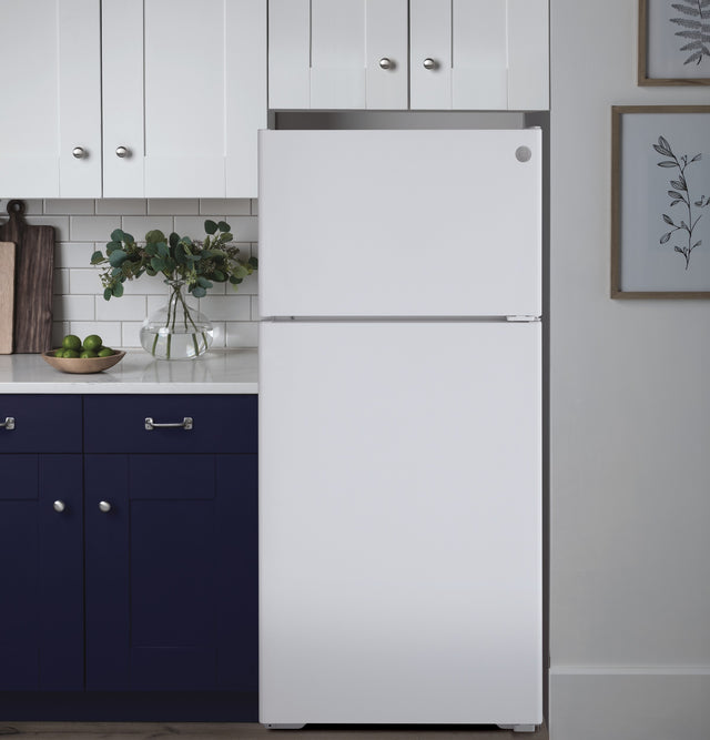 GE ENERGY STAR 16.6 Cu. Ft. Recessed Handle Top-Freezer Refrigerator GPE17CTNRWW