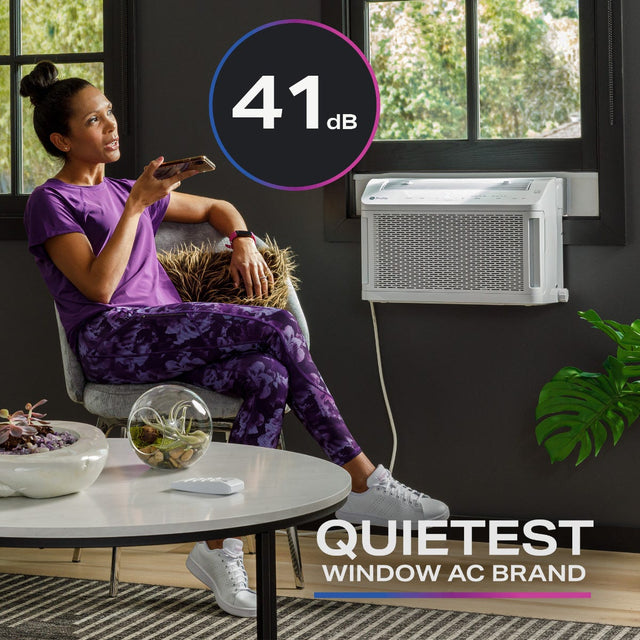 GE Profile ClearView™ 8,300 BTU Smart Ultra Quiet Window Air Conditioner for Medium Rooms up to 350 sq. ft. AHTT08BC
