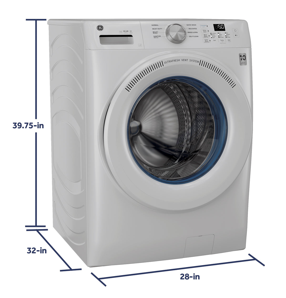 GE® ENERGY STAR® 4.6 cu. ft. Capacity Smart Front Load Washer with UltraFresh Vent System with OdorBlock™ GFW350SSYWW