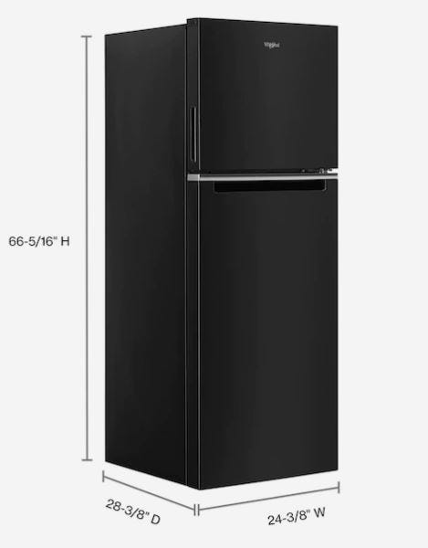 Whirlpool 24-inch Wide Small Space Top-Freezer Refrigerator - 12.9 cu. ft. WRT313CZLB