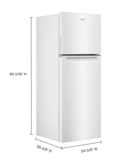 Whirlpool 24-inch Wide Small Space Top-Freezer Refrigerator - 12.9 cu. ft. WRT313CZLW