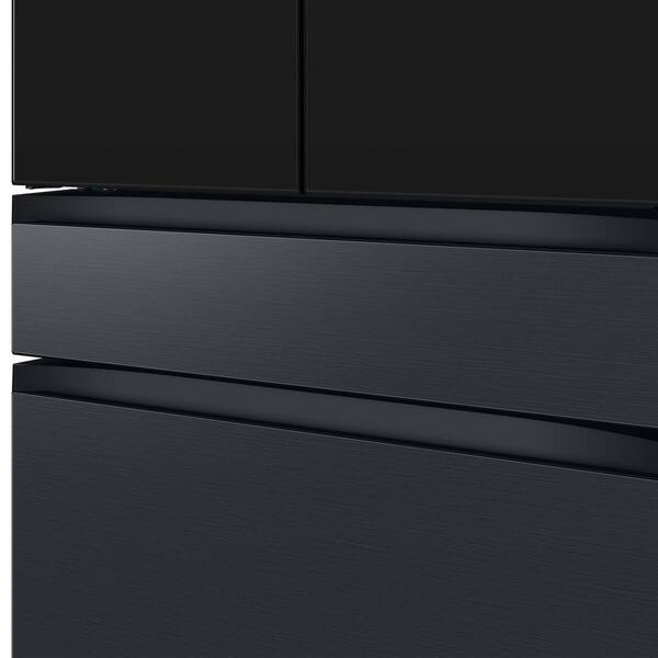 Samsung Bespoke 36 in. 29 cu. ft. Standard Depth 4-Door Charcoal Glass/Matte Black French Door Smart Refrigerator w/Family Hub RF29BB89008M