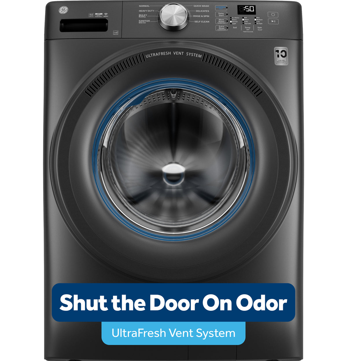 GE® ENERGY STAR® 4.6 cu. ft. Capacity Smart Front Load Washer with UltraFresh Vent System with OdorBlock™ GFW350SPYDS