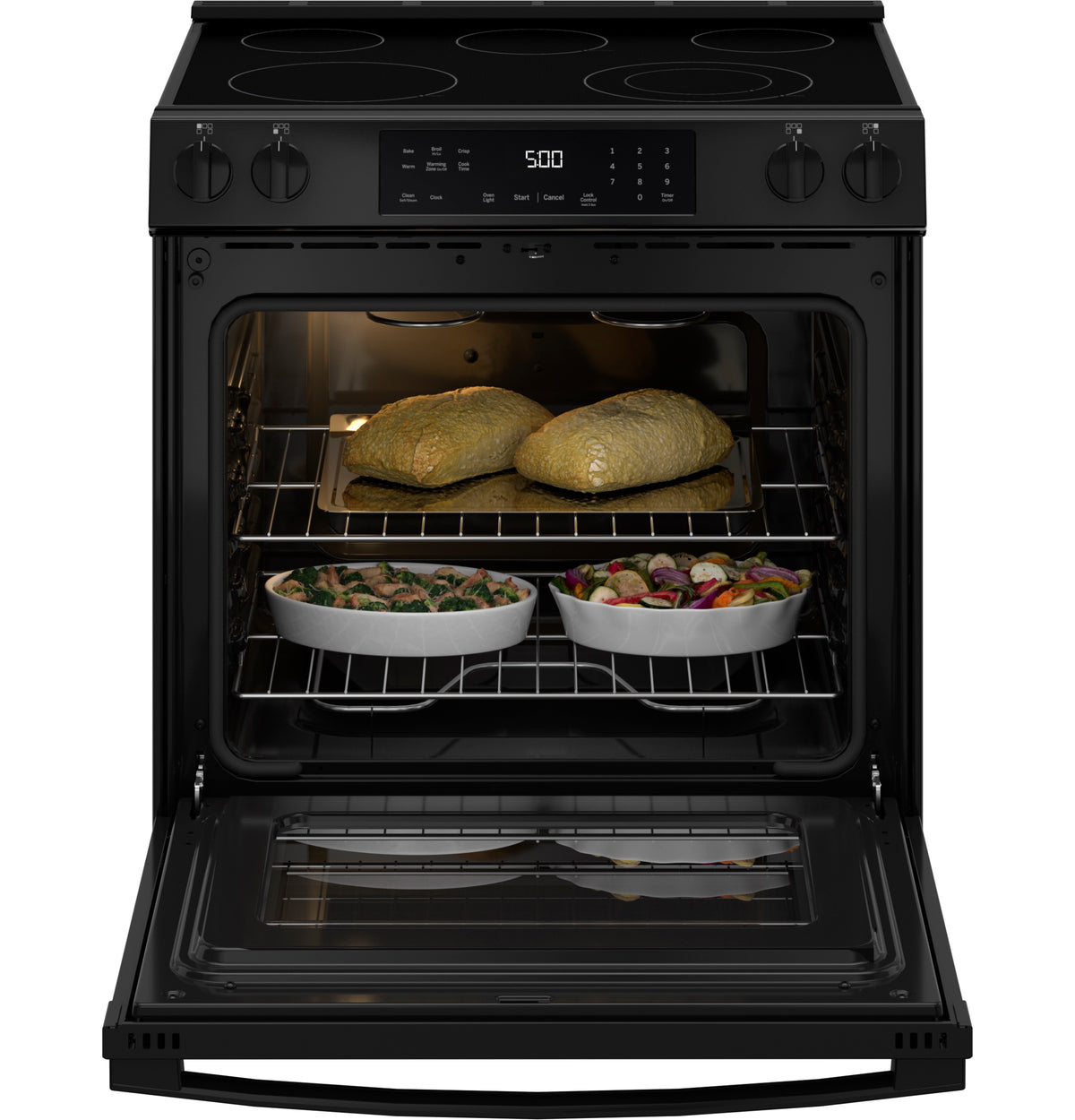 GE® 30" Slide-In Electric Range GRS500PVBB