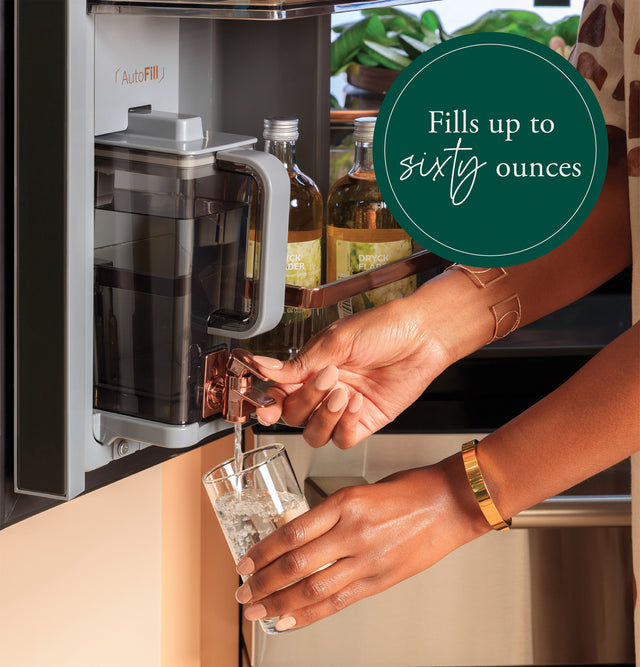 Café™ ENERGY STAR® 22.9 Cu. Ft. Smart Counter-Depth Quad-Door Refrigerator in Platinum Glass with Dual-Dispense AutoFill Pitcher CHE23DM5WS5