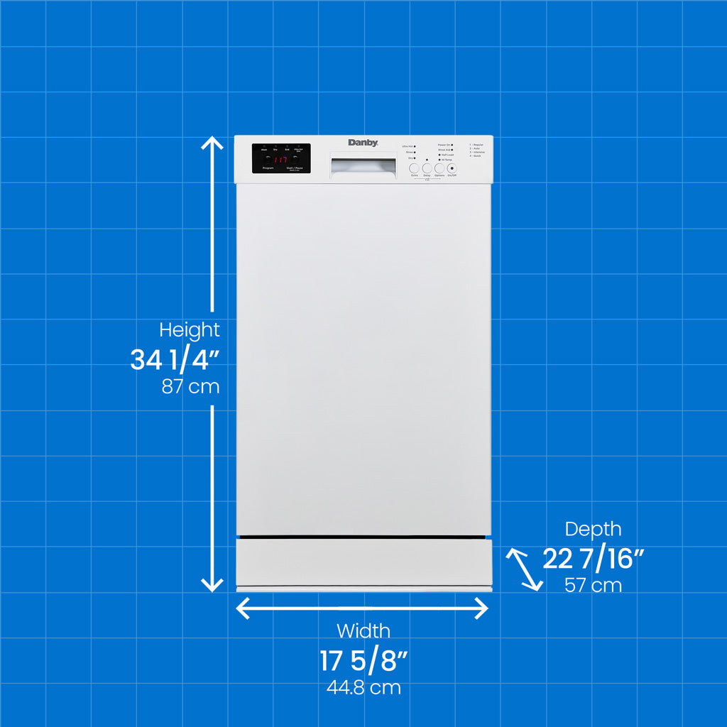Danby 18″ Wide Built-in Dishwasher in White DDW18D1EW