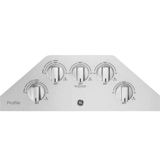 GE Profile 30" Built-In Gas Cooktop with 5 Burners and an Optional Extra-Large Cast Iron Griddle PGP7030SLSS