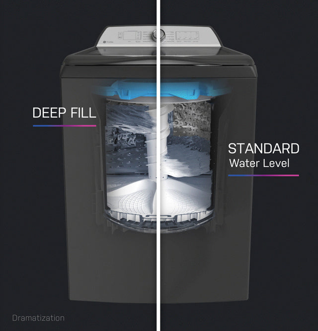 GE Profile 4.9 cu. ft. Capacity Washer with Smarter Wash Technology and FlexDispense PTW605BSRWS