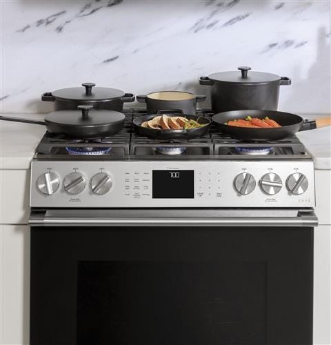 Café 30" Slide-In Front Control Gas Oven with Convection Range with Warming Drawer CGS700M2NS5