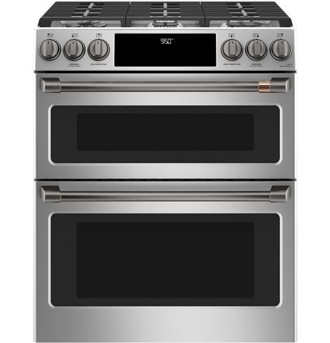 Café 30" Slide-In Front Control Dual-Fuel Double Oven with Convection Range C2S950P2MS1