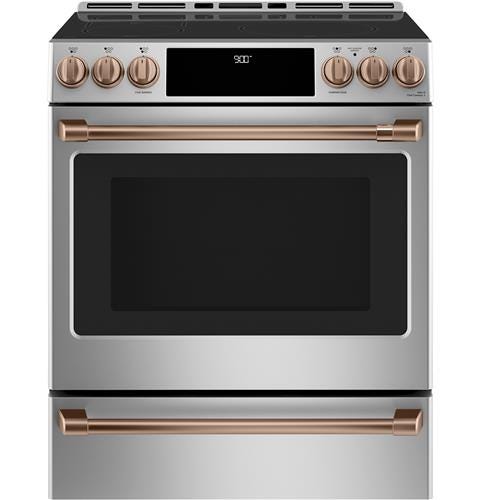 Café 30" Slide-In Front Control Induction and Convection Range with Warming Drawer CHS900P2MS1