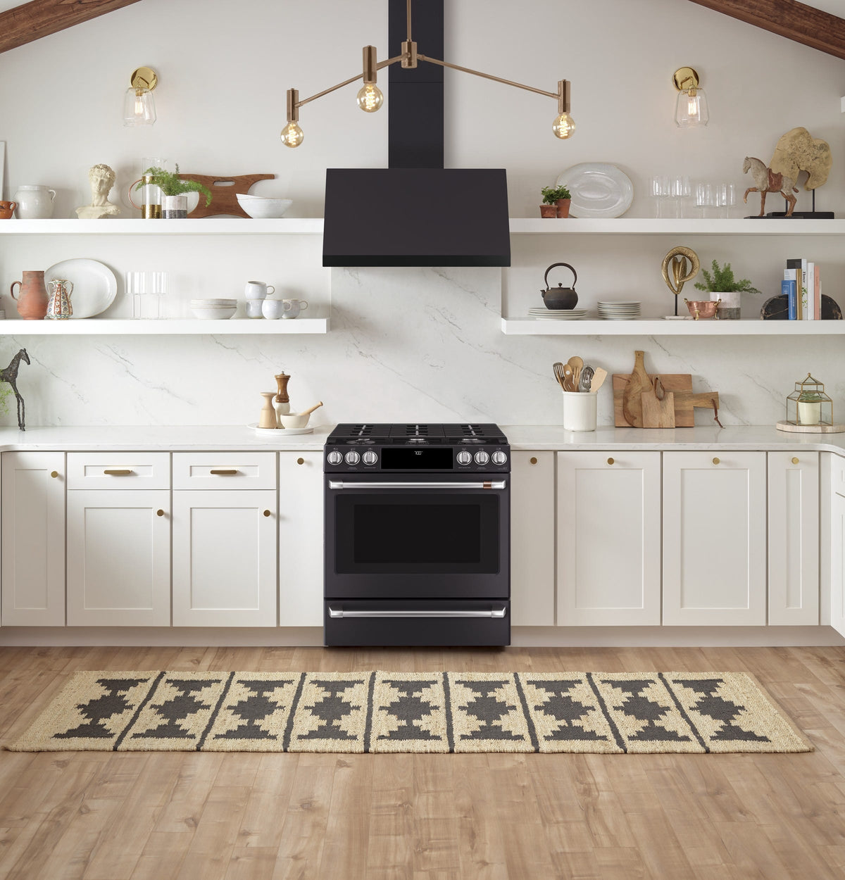Café 30" Slide-In Front Control Gas Oven with Convection Range with Warming Drawer CGS700P3MD1