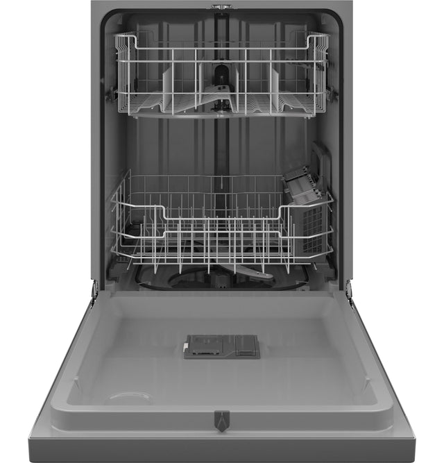 GE Front Control with Plastic Interior Dishwasher with Sanitize Cycle Dry Boost GDF550PSRSS