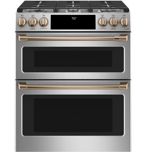 Café 30" Slide-In Front Control Gas Double Oven with Convection Range CGS750P2MS1